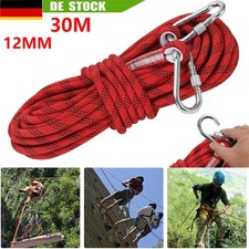 30m 12mm Kletterseil Sicherheitsseil mit Karabinerhaken Seil Sicherung Camp DE*^