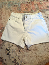 Universal Thread High Rise Midi White Denim Cut Off Shorts Women s 2/26R