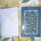 Folded Greeting Card Blank Inside Floral Flowers Blue Multicolor w/ Envelope — photo 4