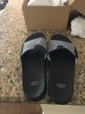 UGG Mens Slide Sandals Black Logo Strap NEW With Box Size 15