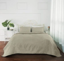 3-Piece Bed Quilt Bedspread Set King Size Comforter Bedding Set 106" x 96"