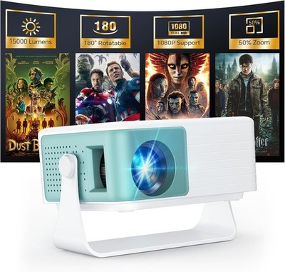 Vivid 1080P Mini-Projektor mit automatischer Trapezkorrektur für müheloses Betrachten