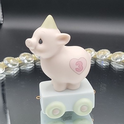 1985 Precious Moments HEAVEN BLESS YOUR SPECIAL DAY 3 Year PIG Figurine 3.5''