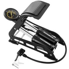 ROCKBROS Double Barrel Bike Floor Foot Pump,Air Pump Inflator with 170PSI Gauge