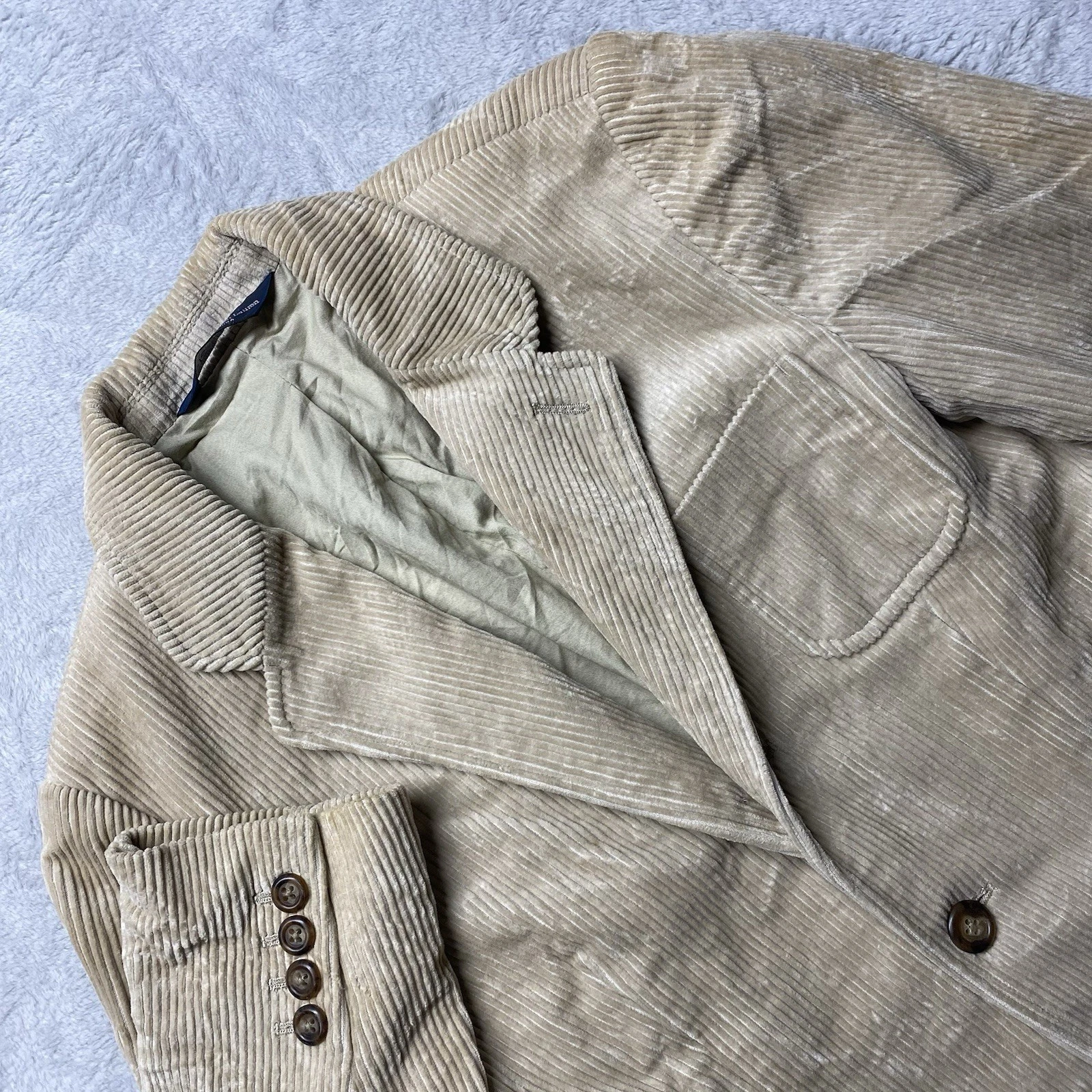 Vintage Polo Ralph Lauren Jacket Youth Medium Khaki Corduroy Blazer Sport Coat