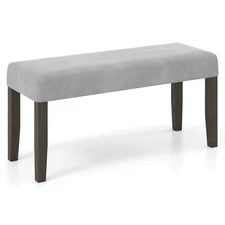 Upholstered Bedroom Bench w/Padded Seat & Solid Wood Legs for Dining Room