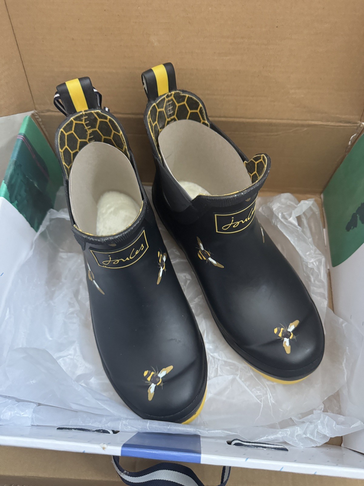 Joules Women  Wellibob  Ankle Wellies  - Black Bumble Bee   - UK 4/ Eur 37 image 2