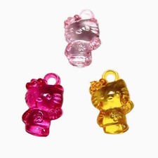 100pc Mixed Color Transparent Acrylic Lovely 16mm Cat Charm Pendants Kids Craft