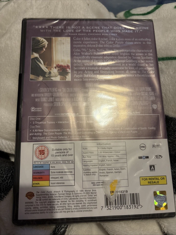 The Color Purple 2 Disc Special Edition DVD 1986 DVD Region 2 New & Sealed - Image 2 of 2