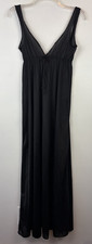Vintage Gown Dress Small Black Nylon Sheer Long Nightgown Whimsygoth Babydoll
