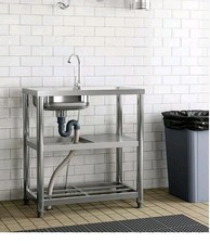 STAINLESS STEEL CAMPING SINK WASH BASIN FISHING OUTDOOR FESTIVAL BBQ CLEANING