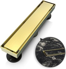 12" Linear Shower Drain Reversible Cover Tile Insert SUS304 S.Steel Brushed Gold