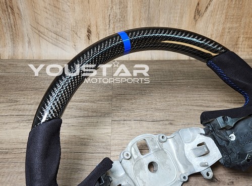 NO TARIFF Real CARBON Alcantara Blue Steering Wheel for FIAT ABARTH 595 695 17+ - Picture 7 of 8