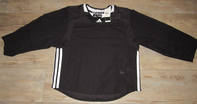 adidas AdiTeam Black STK Practice 3-Stripe Hockey Jersey $55 size Youth Goalie