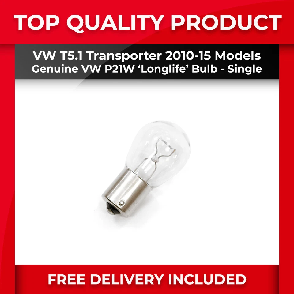 FITS VW T5 10-15 GENUINE VW P21W 12V 21W HALOGEN DRL BRAKE FOG LIGHT SINGLE BULB