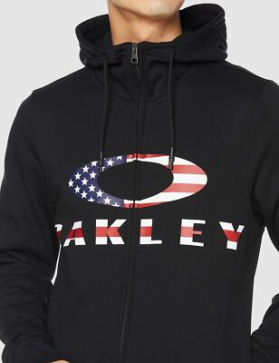 Oakley Men's Bark Fz Zip Hoodie Sweatshirt, Black/American Flag