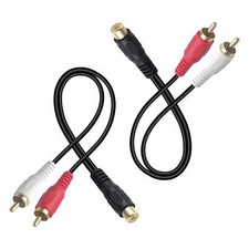 RCA Splitter 1 Female to 2 Male 8 Inch Stereo Audio Y Cable Gold Plated Dual ...