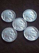 Lot Of 5 -Full-Date! Buffalo Nickles 1924-1937  Nice Coins!
