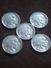 Lot Of 5 -Full-Date! Buffalo Nickles 1924-1937  Nice Coins!