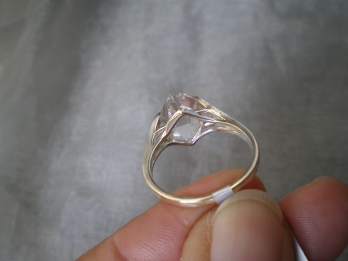Herkimer Quartz ring, 2 carats, size R/S, in 2.5 grams of 925 Sterling Silver - Picture 12 of 13