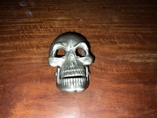Vintage Great American Products Silver Pewter Belt Buckle Skull With Moving Jaw