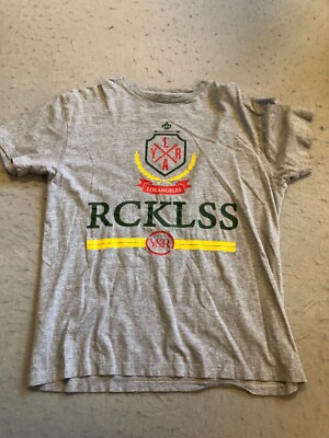 Young & Reckless Shirt Men's Medium Gray Graphic Cotton Casual Tee