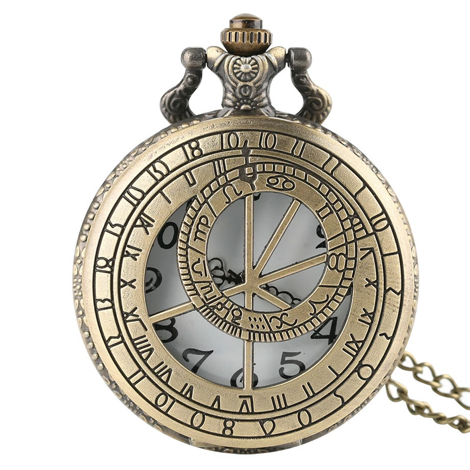 Pocket Watch with Chain for Men Prague Astronomical Steampunk