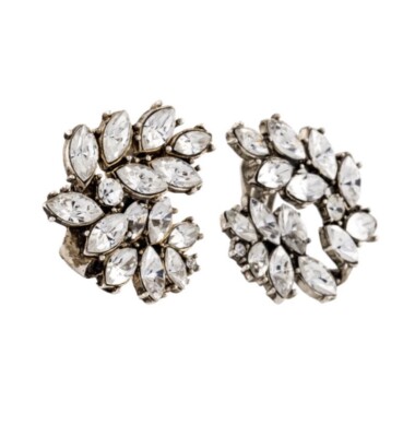 TORY BURCH Kenneth Jay Lane Collab Embellished Cluster Clip-on Earrings
