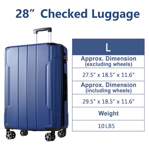 Hardshell Luggage, Lightweight Durable ABS Suitcases with Double Wheels, Expanda - Picture 6 of 11