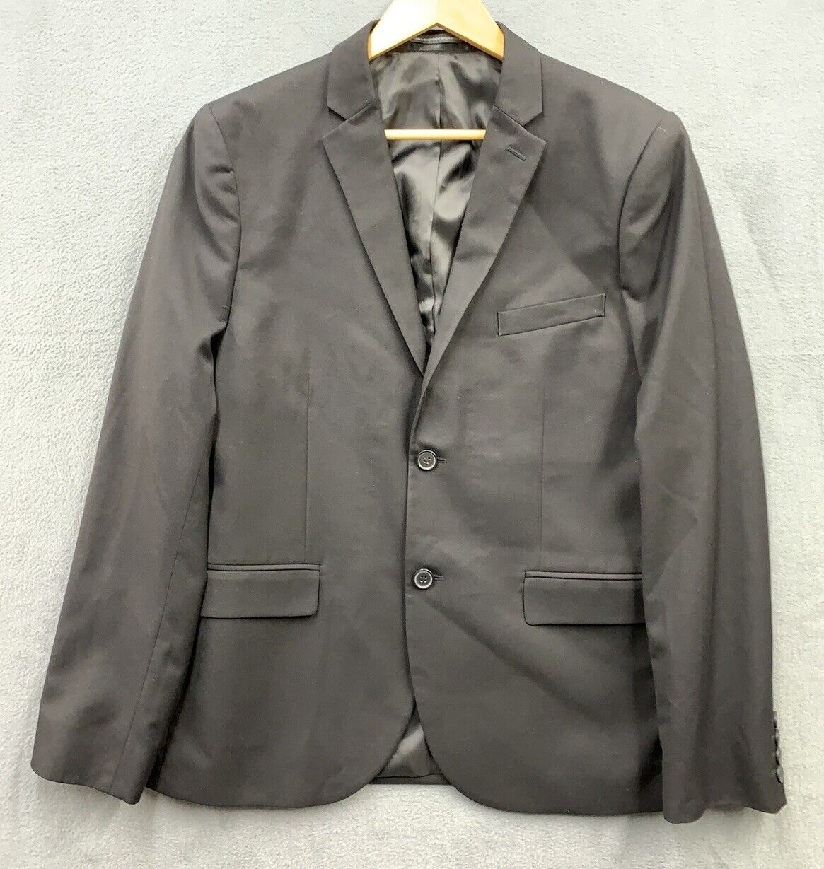 H&M Sport Coat Blazer Suit Jacket Mens Size 42R Black 2 Button Slim Fit Notched thumbnail 3