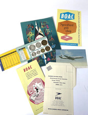 RARE LOT DOCUMENTS B.O.A.C British Overseas Airways Corporation Route Map & more