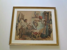 ANTIQUE BLACK AMERICANA PAINTING ILLUSTRATION 1920'S LISTED PORTRAIT VINTAGE 