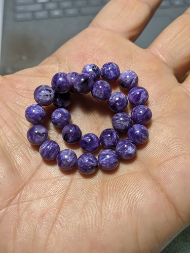 Pulsera de cuentas CHAROITE para hombre ¡Sin tintes! - Estirado 8mm 2A+ 7, 7,5, 8 u 8,5 pulgadas - Imagen 6 de 8