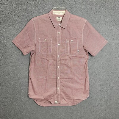 VANS Off The Wall Button Up Shirt Mens S Red White Striped Short