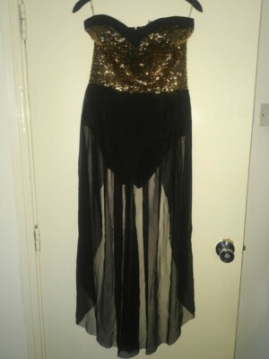 BNWT Lipsy Gold Sequin Top Bodysuit Dress - size 10 | eBay