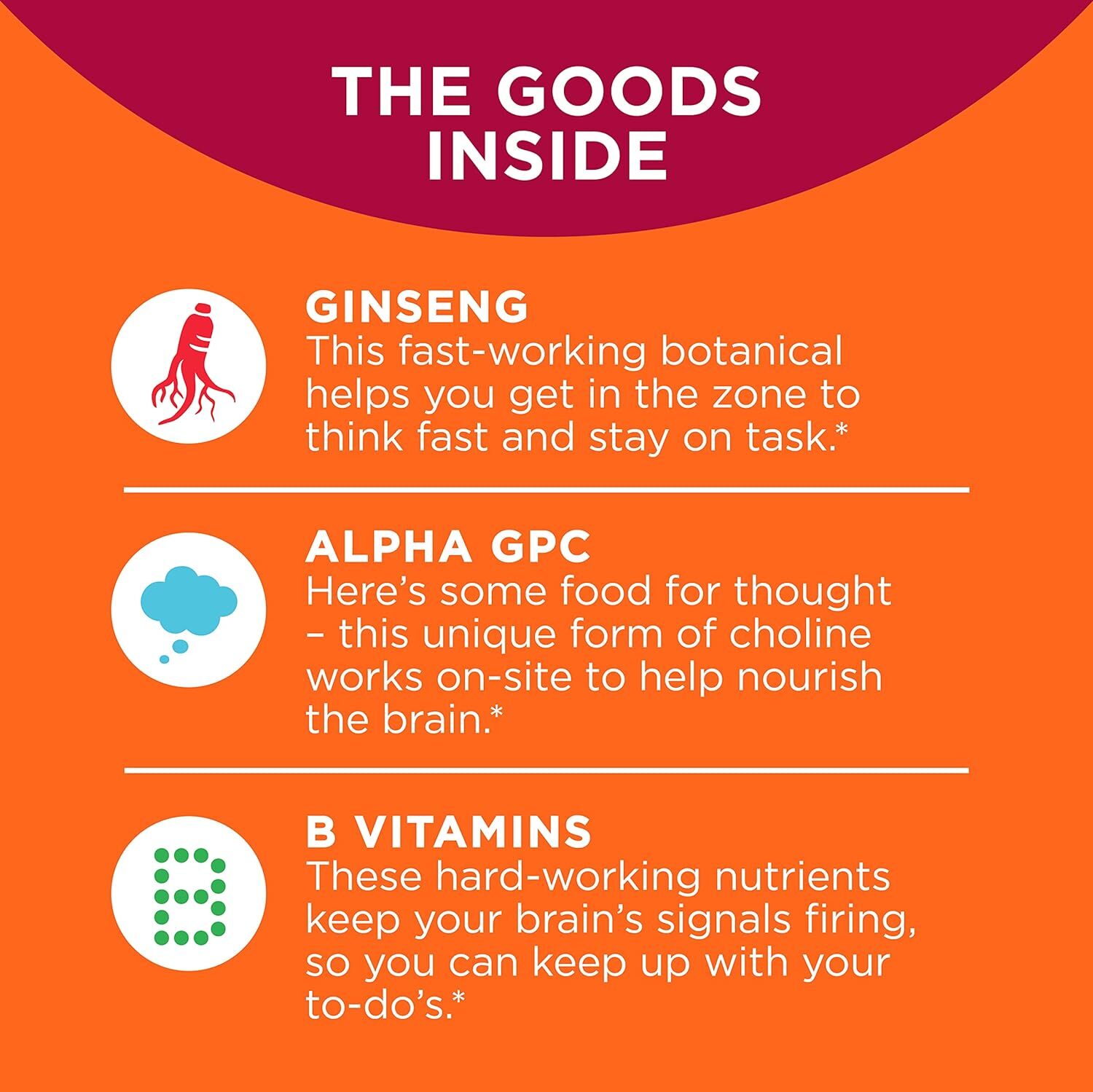 OLLY Laser Focus Ginseng Alpha GPC, B Vitamins, Berry Tangerine Flavor