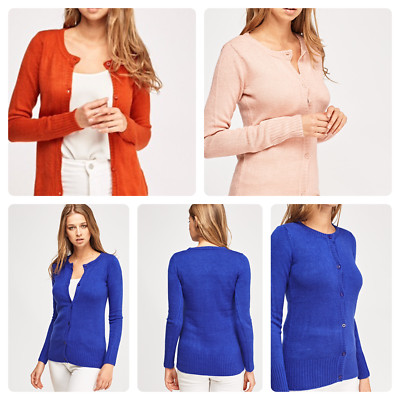  Damen Blue Motion weiche Vollarm-Cardigan vorne Knopf Rundhals 339