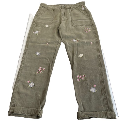 Lucky Brand 7W20259 Army Green Embroidered Capri Cuffed Pants w
