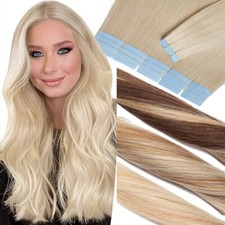 Tape In Hair Extensions Human Hair Balyage Hightlight Real Remy Russian Hair 15A