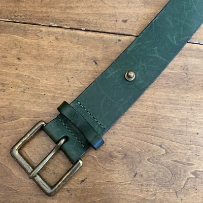 Banana Republic Green Leather Belt Brass Buckle And Stud  display picture 1