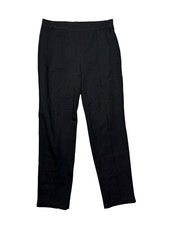 St. John Caviar Women's Black High Rise Straight Leg Pleated Front Pants Size 6