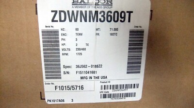 Baldor  ZDWNM3609T 2HP  Washdown Motor