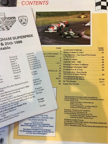 Officiel Brscc , Birmingham Super Prix Programme Août 24th-25th 1986 - Picture 2 of 4