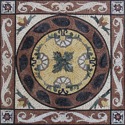 Floral Handmade Carpet Natural Stone Decor Marble Mosaic