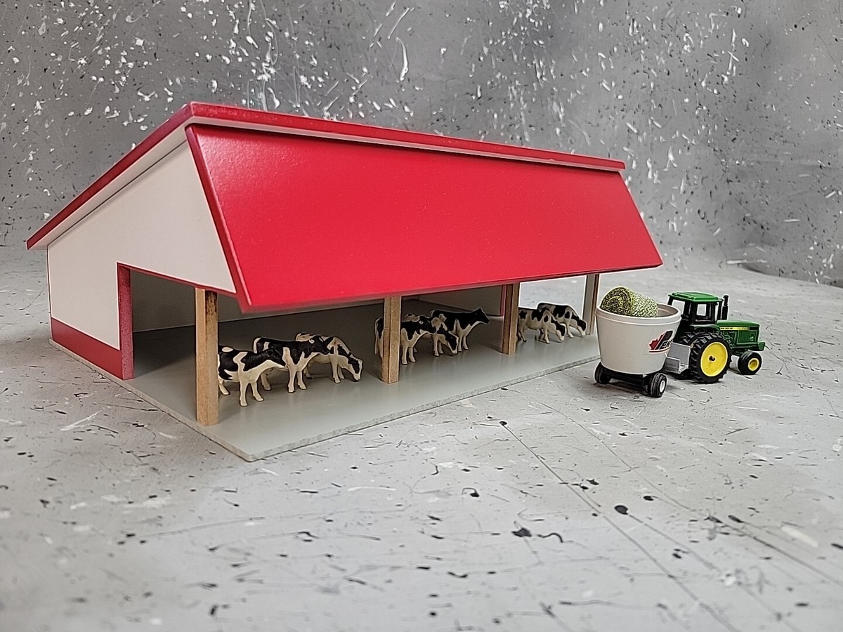 1/64 Custom scratch built Cattle Shed building Red White