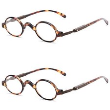 2 PACK Unisex Men Women Round Professor "Potter"Reading Glasses in Tortoise 1.75