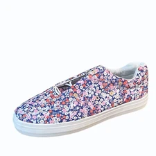 Comfortview Womens Slip On Sneaker Size 7.5 WW Double Wide White Purple