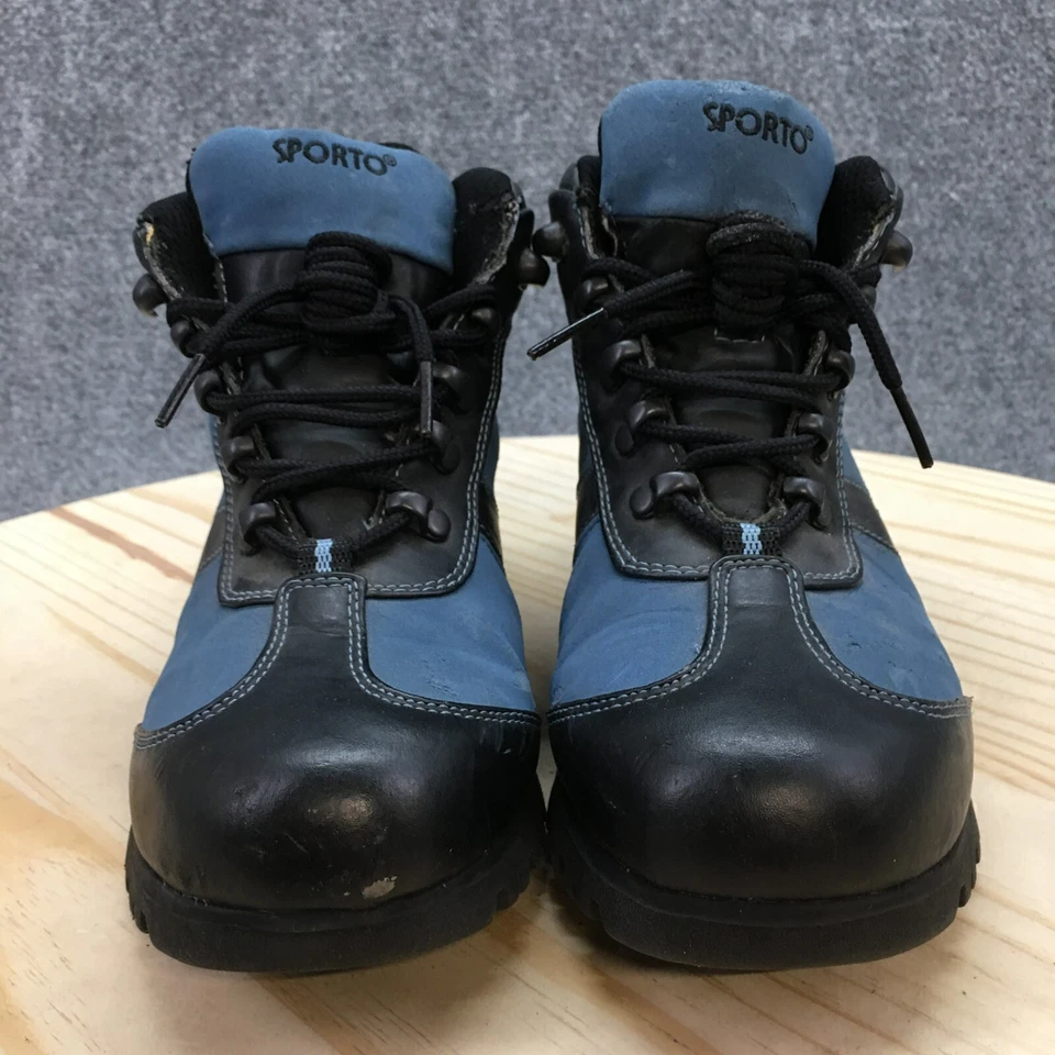 Sporto Waterproof Boots Womens 8 M Blue Faux Leather Ankle Top Round Lace Up - Image 4 of 4