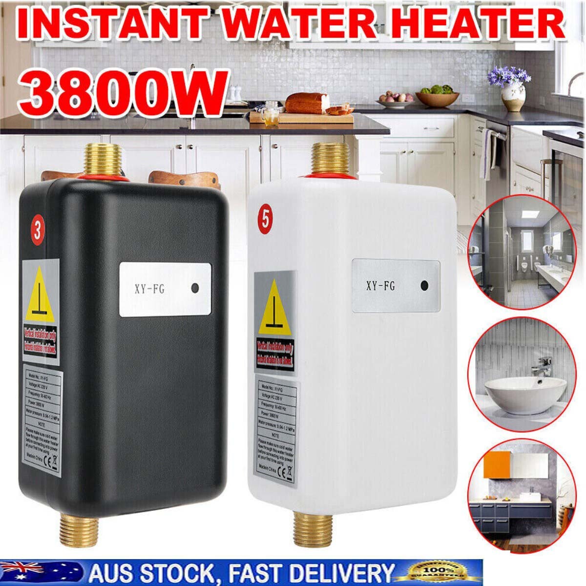 Electric Instant Hot Water Heater Safety Shower Under Sink Tankles Kitchen  Hotel | eBay