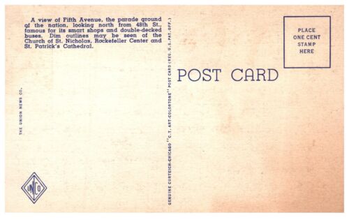 Vintage Fifth Avenue, New York City Postcard. Unposted.BPC - Picture 2 of 2